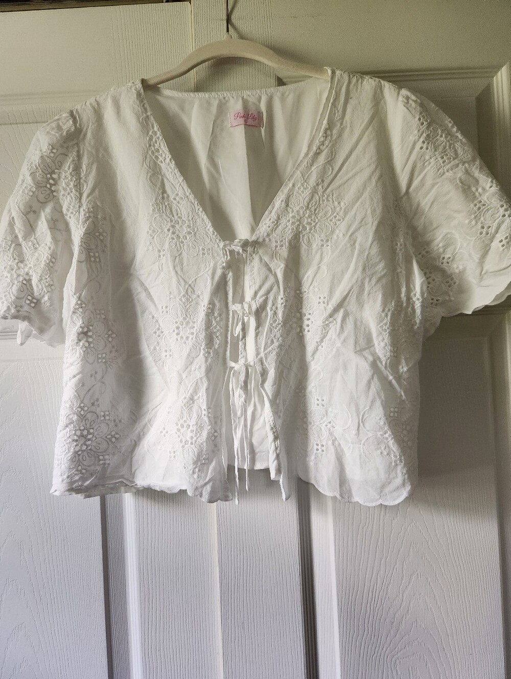 Pink Lily Eyelet Top